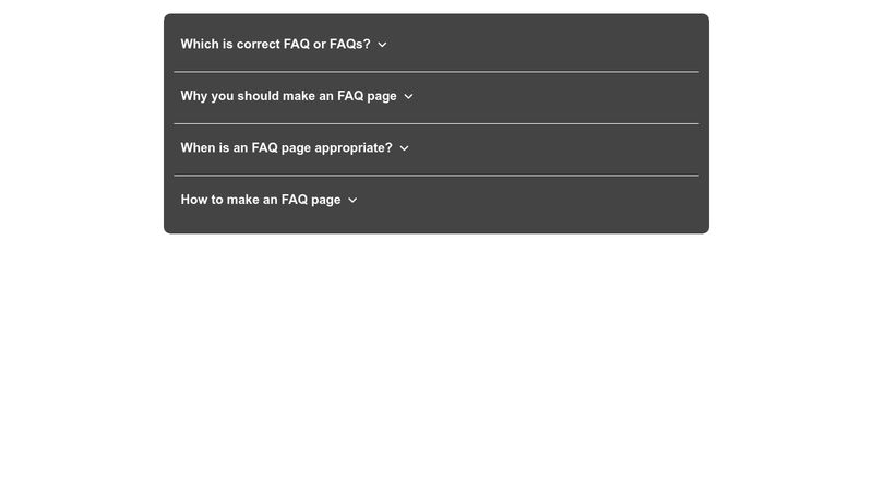 FAQ using html css js