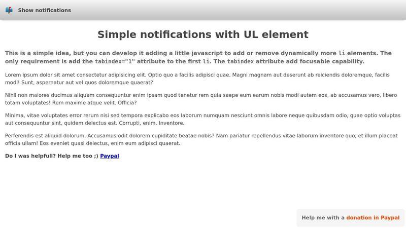 Notifications pure css