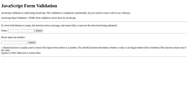 Javascript Form Validation
