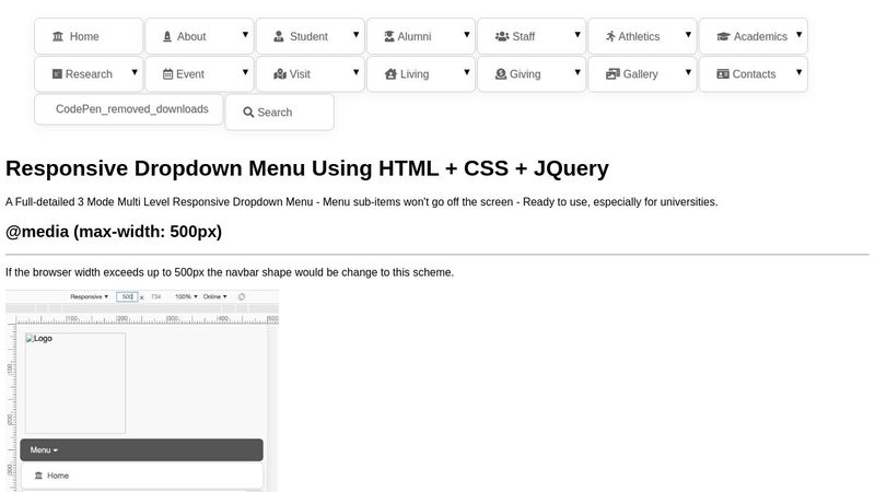 Dropdown Menu - Responsive - 3 Mode - Multi Level Navigation Bar