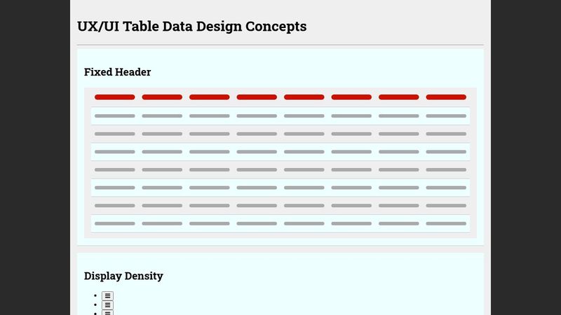 UX/UI Table Structures