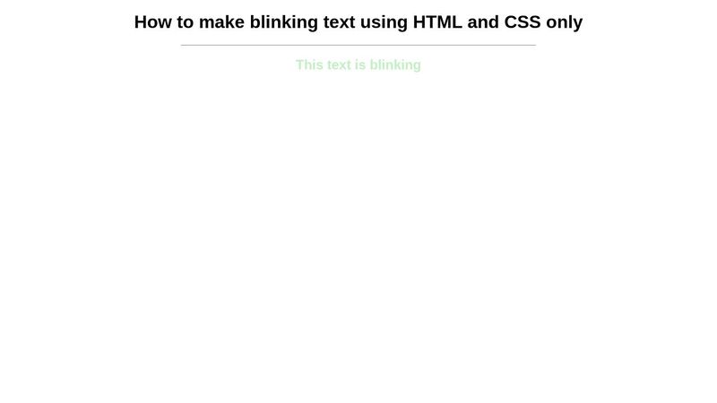 Blinking text using HTML & CSS