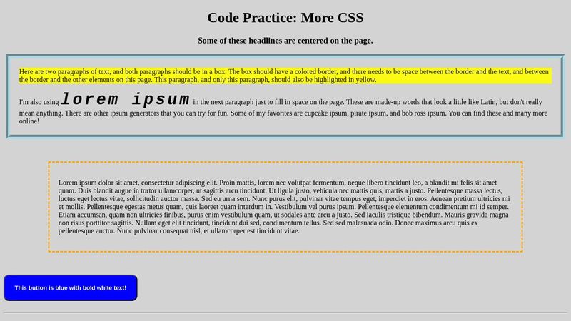 Code Practice: More CSS