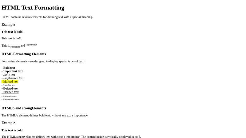 HTML Formatting
