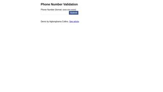 Phone Number Validation Example