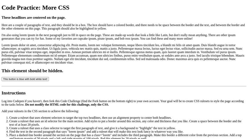 Code Practice: More CSS