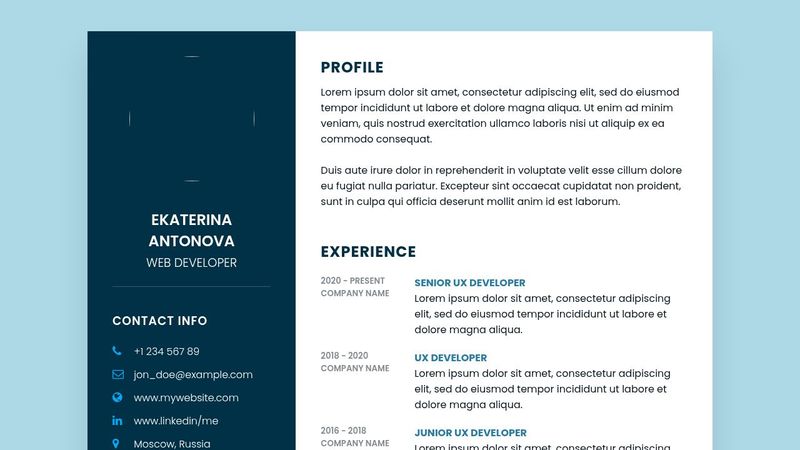 Responsive Resume HTML+CSS+JS image.