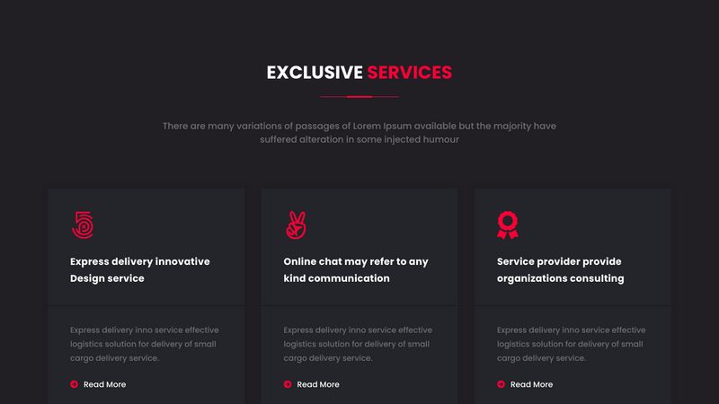 Services Section Using HTML , CSS , Bootstrap