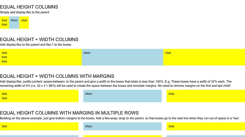 Equal Height and Width Columns using Flexbox