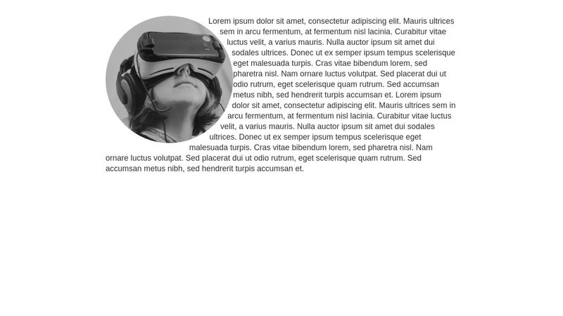 css shapes text flow around circular image