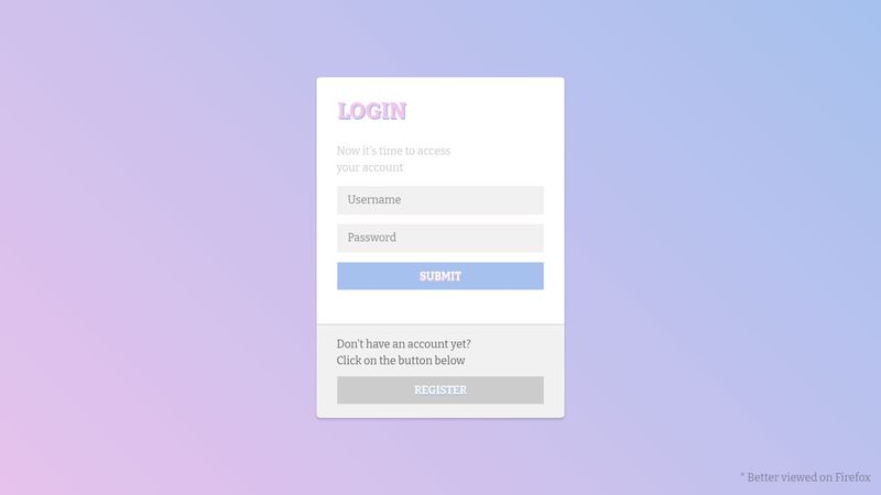 Login / Register panel effects