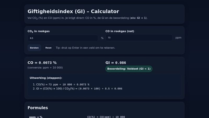 Giftigheidsindex (GI) – Calculator