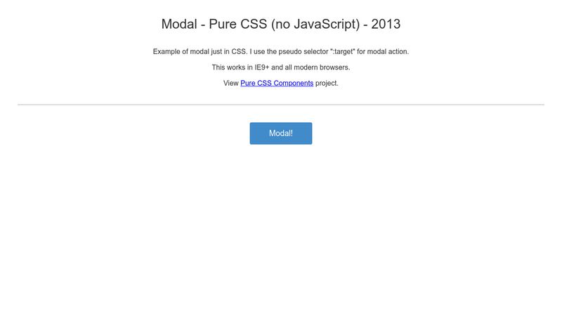 Modal - Pure CSS (no JavaScript) - 2013