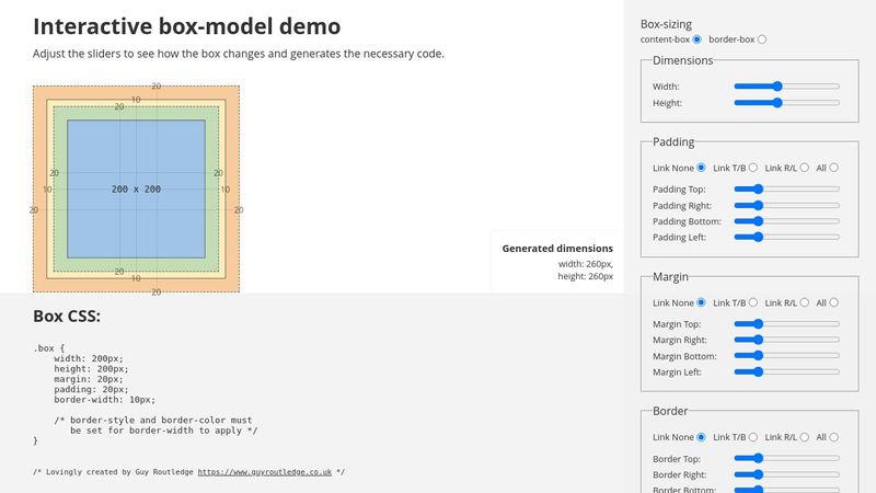 Interactive box-model demo