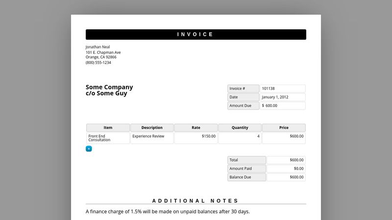 HTML invoice
