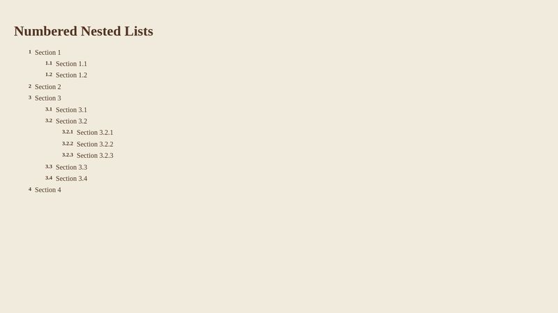 Numbered Nested Lists