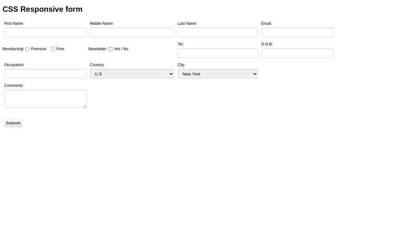 CSS Responsive form