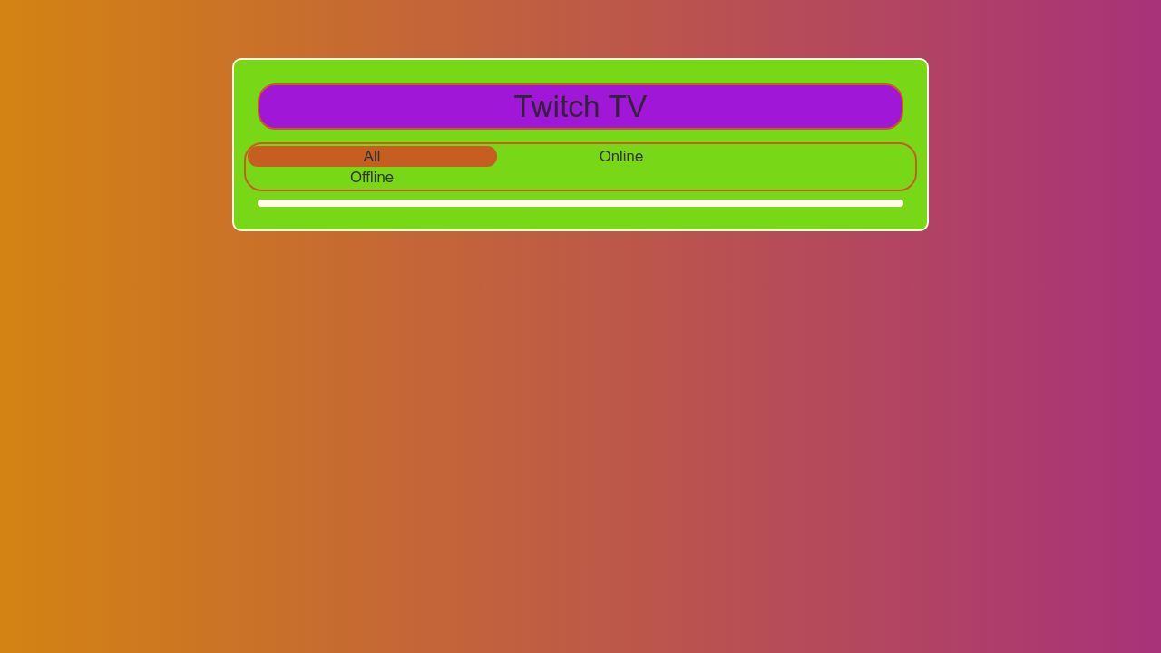 Pens tagged 'twitch tv' on CodePen