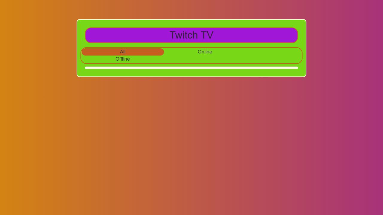 Pens tagged 'twitch tv' on CodePen