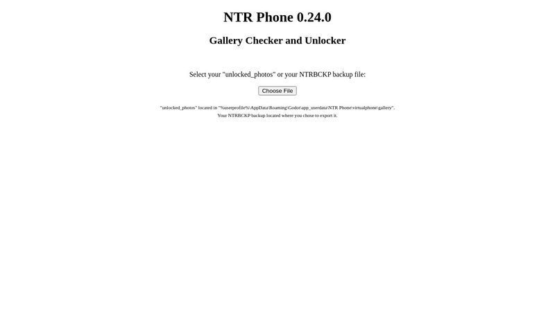 NTR Phone Gallery Checker and Unlocker