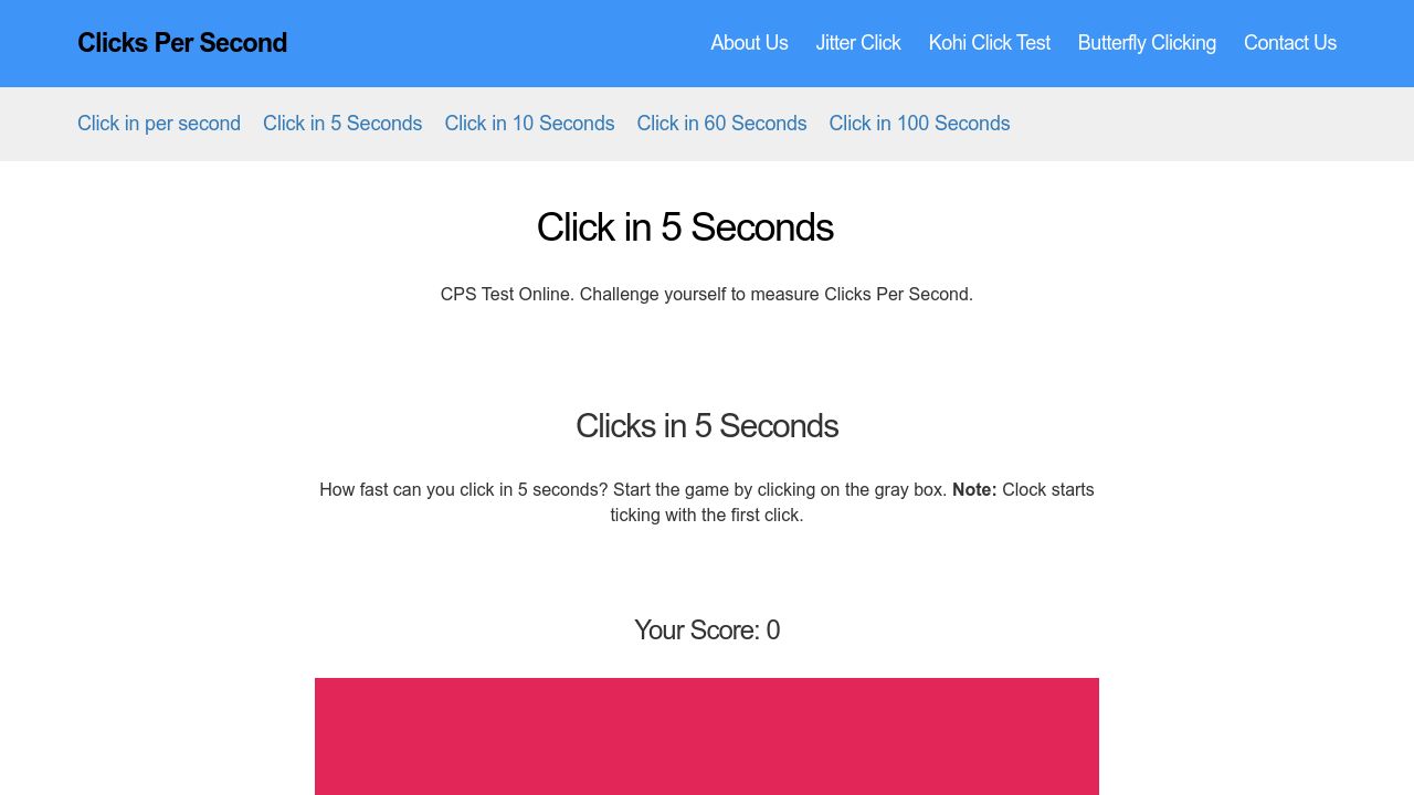 Clicks in 5 Seconds  Check Your Clicking Speed In 5 Seconds