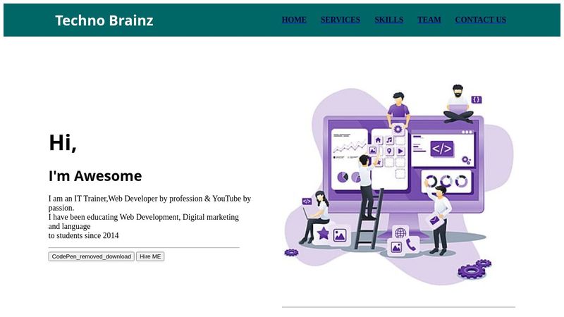 WEB page code without CSS (only HTML)