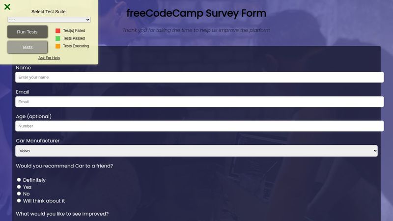 freeCodeCamp - Build a Survey Form