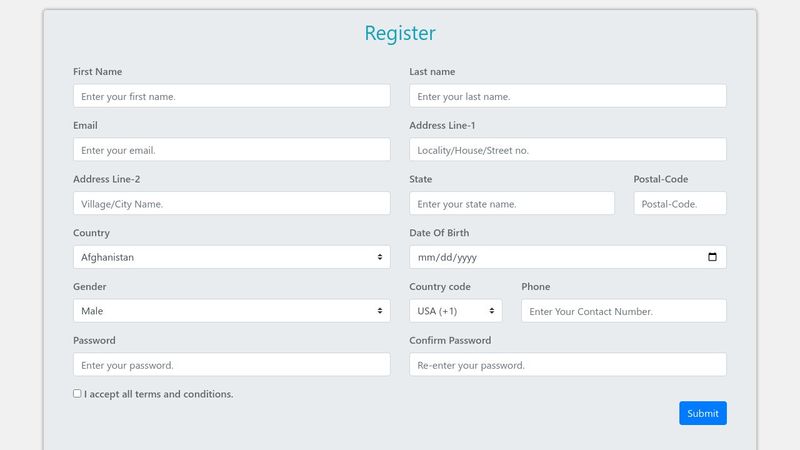 registration form bootstrap 5 codepen