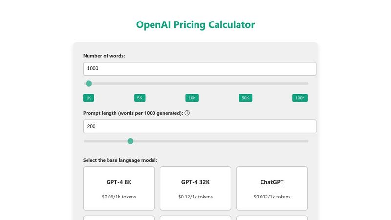 OpenAI Pricing Calculator