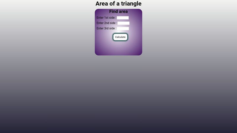 Area of triangle using sides values