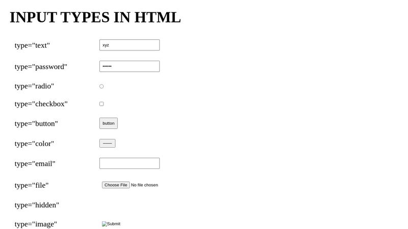 Input Type in HTML