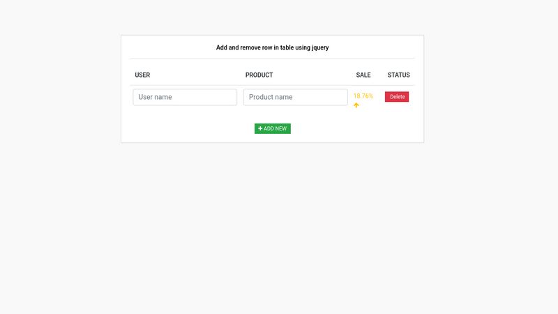 Add and remove row in table using jquery