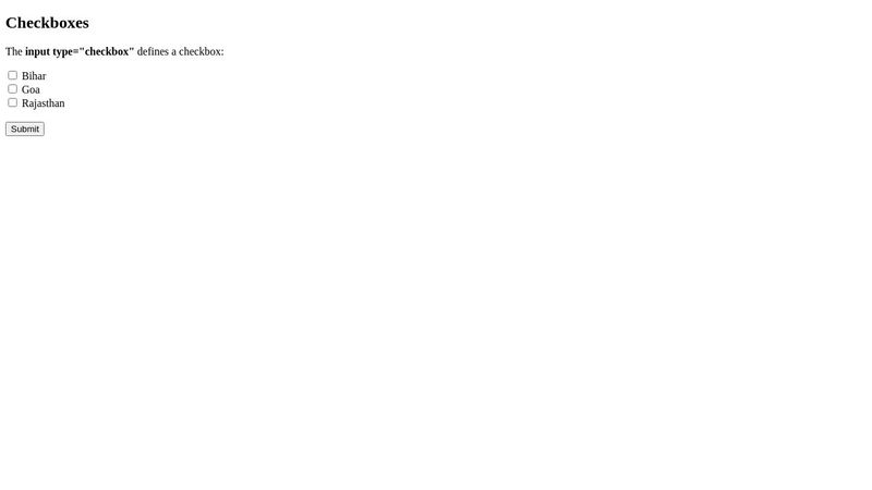 HTML Input Type Checkbox