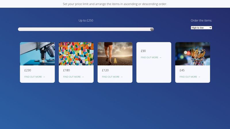 Range slider filter + order elements - JavaScript