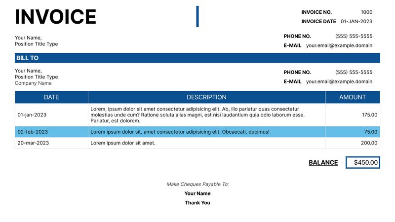 First Pen - Invoice Template