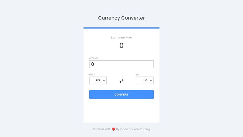 Currency converter in html css and javascript