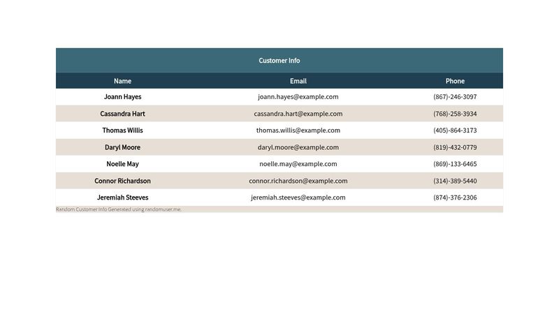 HTML & CSS Responsive Table