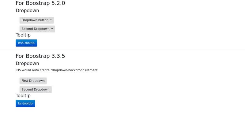 compare bootstrap 3 & 5: dropdown , tooltip, the order of import ...