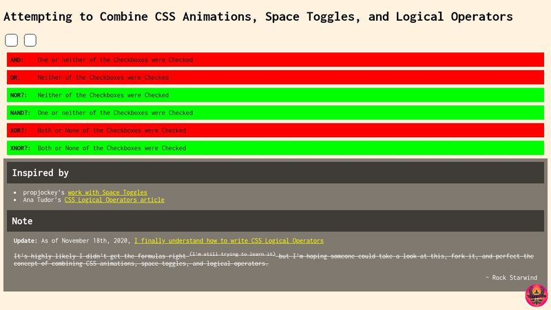 Attempting to Combine CSS Animation, CSS Space Toggles, and CSS Logical ...