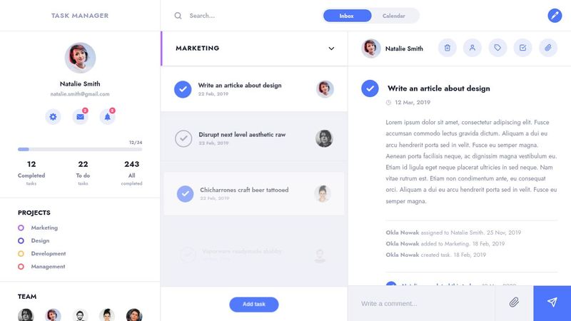 Task Manager UI with CSS Grid
