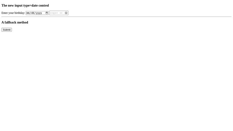 Date/Time HTML 5 Controls