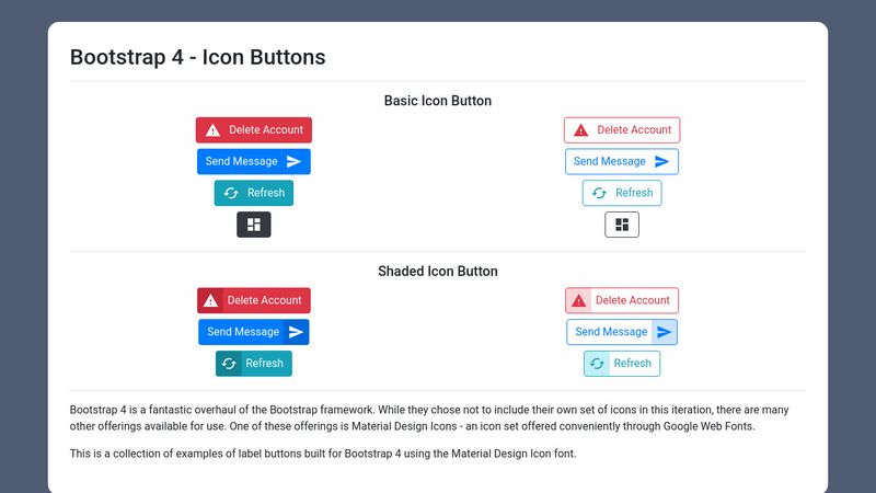 Bootstrap 4 - Icon Buttons