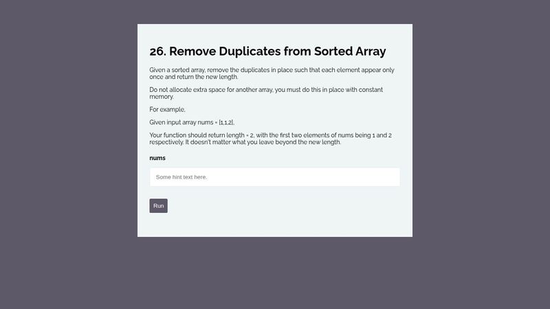 26. Remove Duplicates from Sorted Array