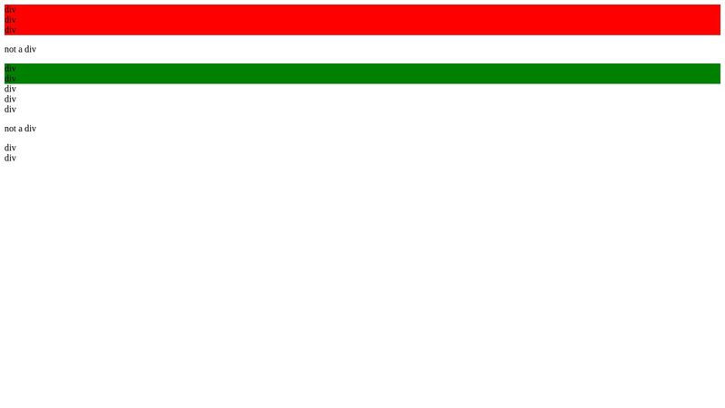 css select all matching elements until non matching