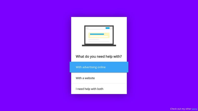 Pure CSS Questionnaire Concept (hover items)