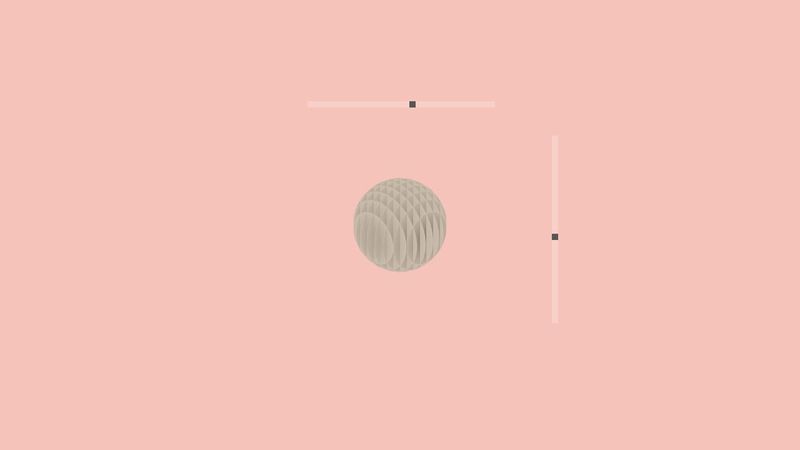 3D isometric sphere sliceform HTML + CSS + JS with rotating controls