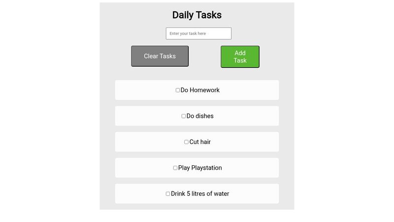 Daily Tasks (JQuery )