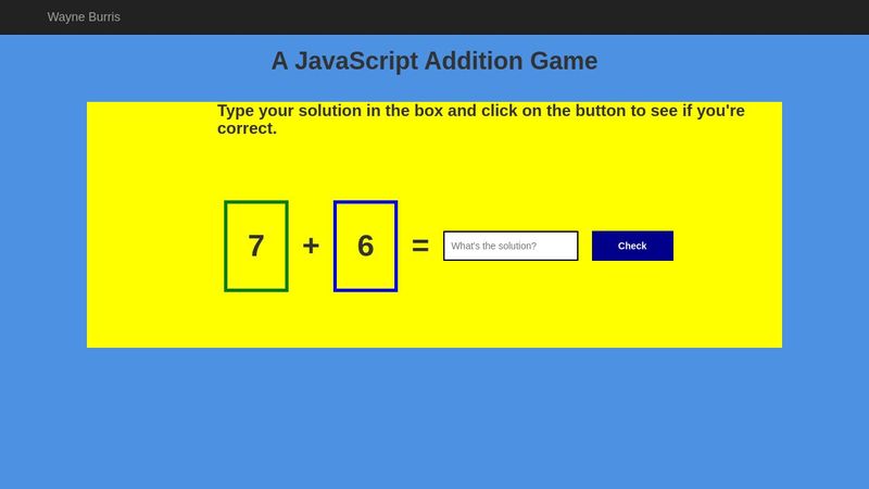 JavaScript Addition Game
