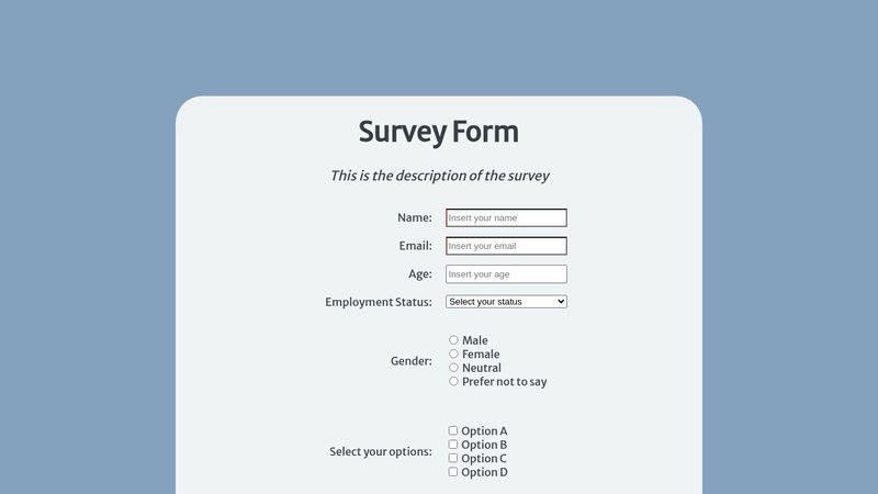 Sample Survey Form - CSS Grid
