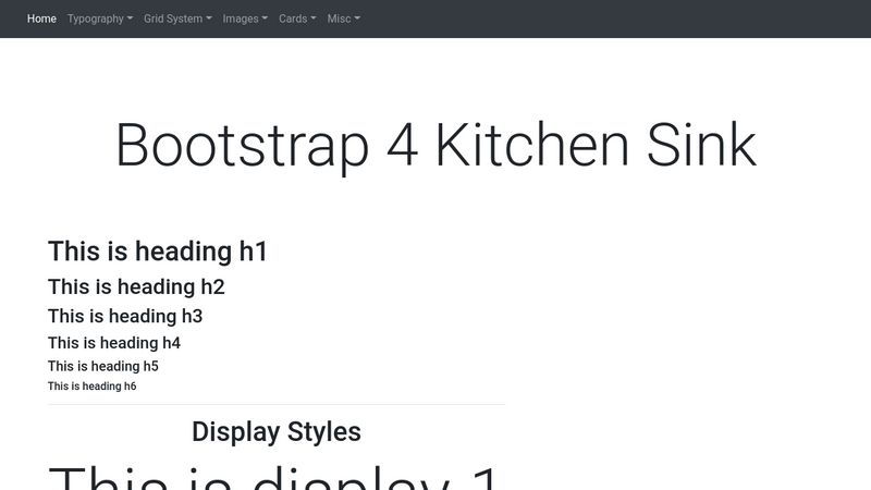 bootstrap 4 kitchen sink